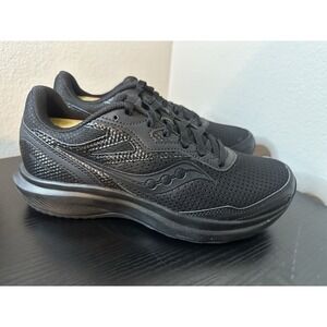 Size 9 - Saucony Cohesion 16 Black Cushioning Low-Top Mens Running Walking Shoes